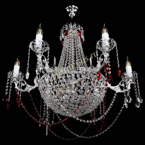 Люстра Елизавета малая №9 красная в Новокузнецке Гусь Хрустальный