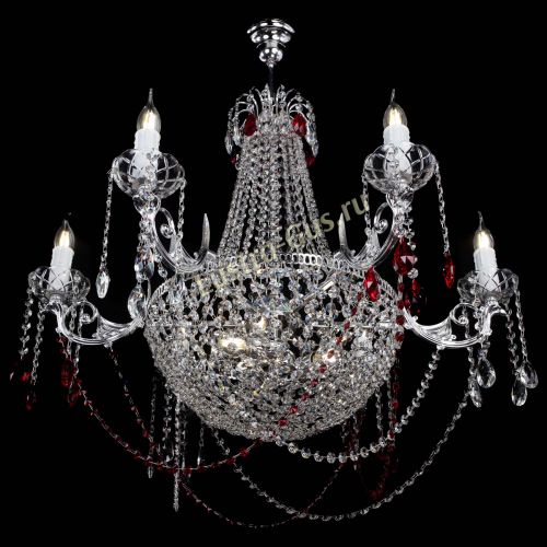 Люстра Елизавета малая №9 красная в Новокузнецке Гусь Хрустальный