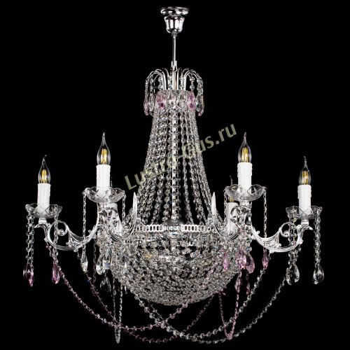 Люстра Елизавета малая №9 розовая в Новокузнецке Гусь Хрустальный