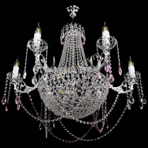 Люстра Елизавета малая №9 розовая в Новокузнецке Гусь Хрустальный