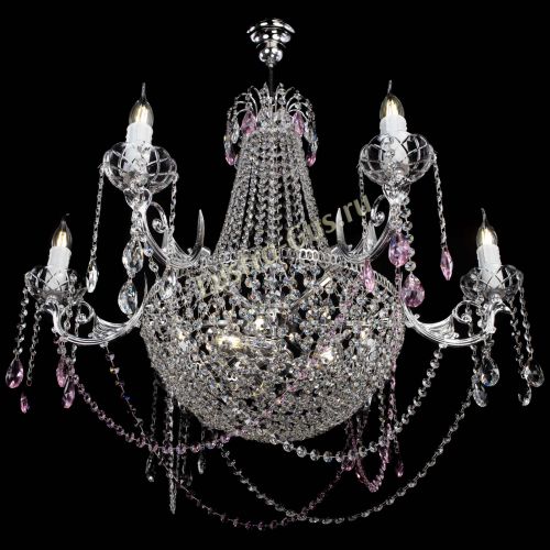 Люстра Елизавета малая №9 розовая в Новокузнецке Гусь Хрустальный