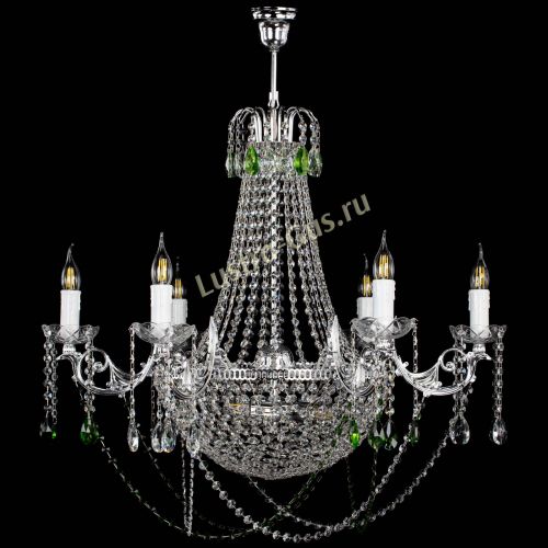 Люстра Елизавета малая №9 зеленая в Новокузнецке Гусь Хрустальный