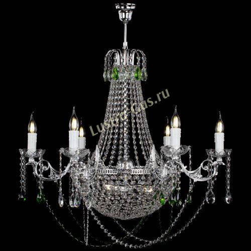 Люстра Елизавета малая №9 зеленая в Новокузнецке Гусь Хрустальный