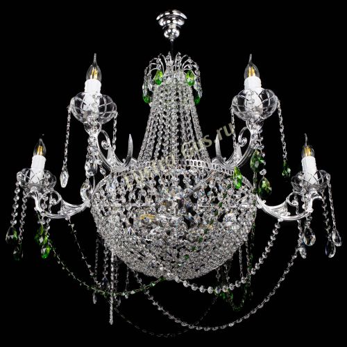 Люстра Елизавета малая №9 зеленая в Новокузнецке Гусь Хрустальный