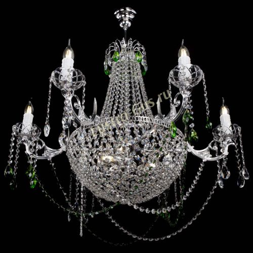 Люстра Елизавета малая №9 зеленая в Новокузнецке Гусь Хрустальный