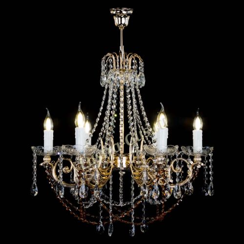 Люстра Елизавета малая Чайная (рожки - металл) в Новокузнецке Гусь Хрустальный