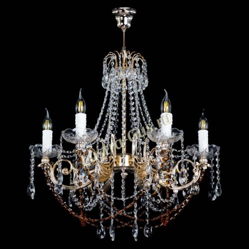 Люстра Елизавета малая Чайная (рожки - металл) в Новокузнецке Гусь Хрустальный