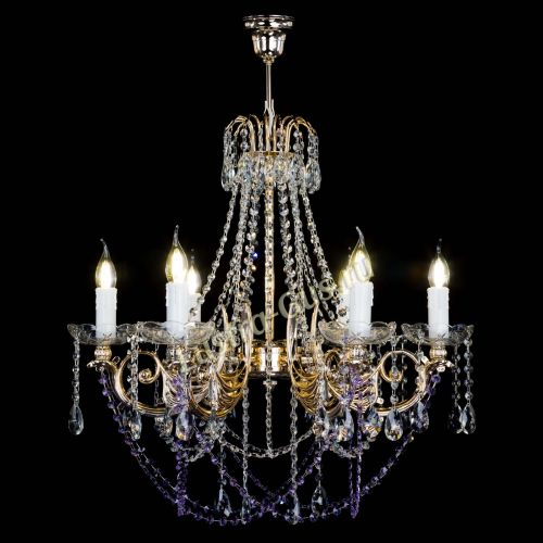 Люстра Елизавета малая Фиолетовая (рожки - металл) в Новокузнецке Гусь Хрустальный