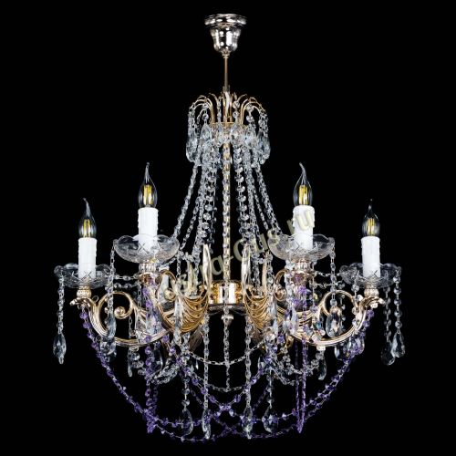 Люстра Елизавета малая Фиолетовая (рожки - металл) в Новокузнецке Гусь Хрустальный