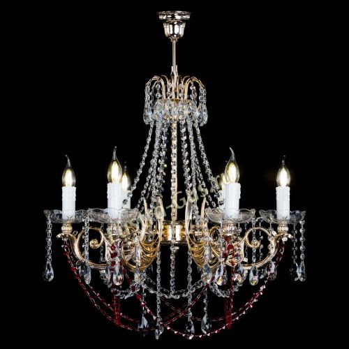 Люстра Елизавета малая Красная (рожки - металл) в Новокузнецке Гусь Хрустальный