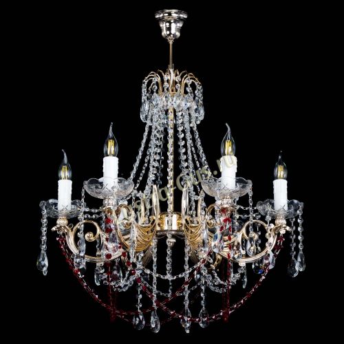 Люстра Елизавета малая Красная (рожки - металл) в Новокузнецке Гусь Хрустальный