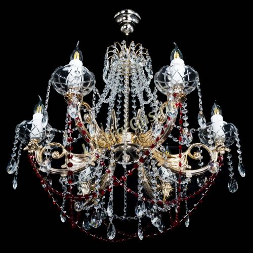 Люстра Елизавета малая Красная (рожки - металл) в Новокузнецке Гусь Хрустальный