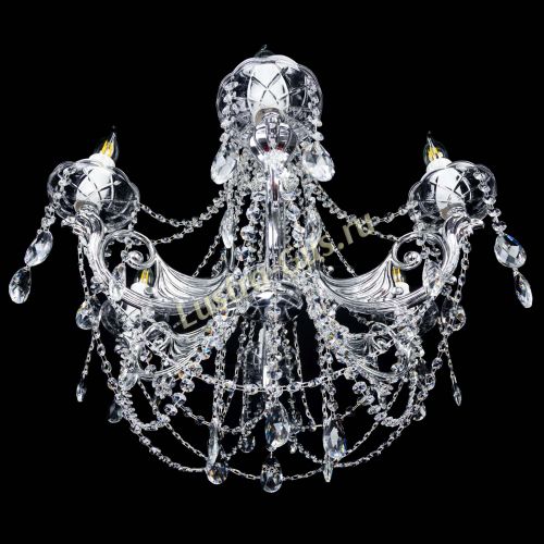 Люстра Елизавета малая в серебре (рожки - металл) в Новокузнецке Гусь Хрустальный