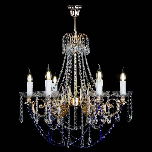 Люстра Елизавета малая Синяя (рожки - металл) в Новокузнецке Гусь Хрустальный