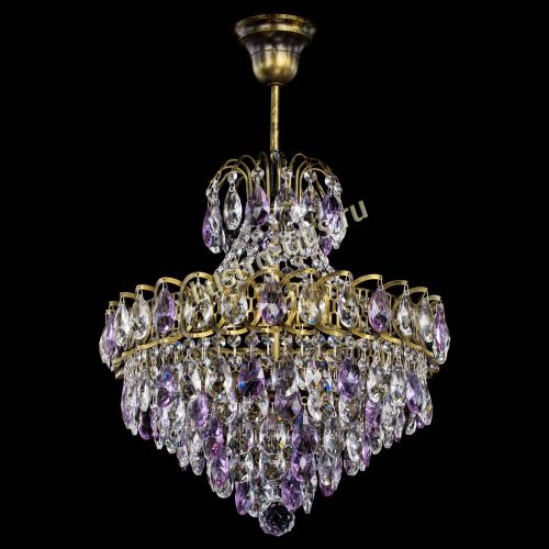 Люстра Грация с подвесом под бронзу Фиолетовая в Новокузнецке Гусь Хрустальный