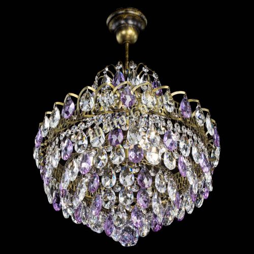 Люстра Грация с подвесом под бронзу Фиолетовая в Новокузнецке Гусь Хрустальный