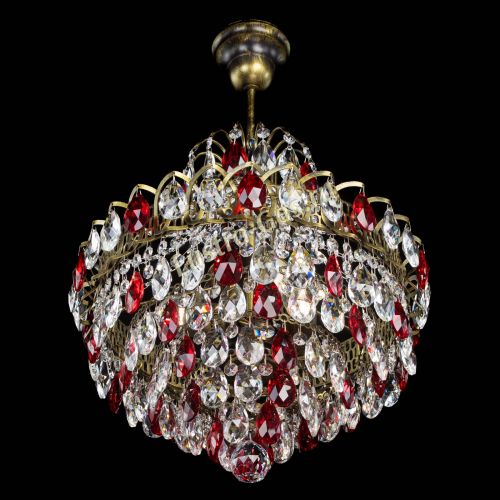 Люстра Грация с подвесом под бронзу Красная в Новокузнецке Гусь Хрустальный