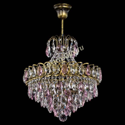 Люстра Грация с подвесом под бронзу Розовая в Новокузнецке Гусь Хрустальный