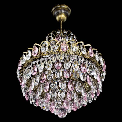 Люстра Грация с подвесом под бронзу Розовая в Новокузнецке Гусь Хрустальный