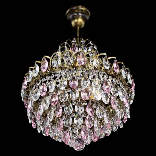 Люстра Грация с подвесом под бронзу Розовая в Новокузнецке Гусь Хрустальный