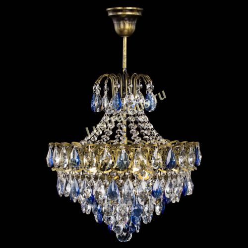 Люстра Грация с подвесом под бронзу Синяя в Новокузнецке Гусь Хрустальный