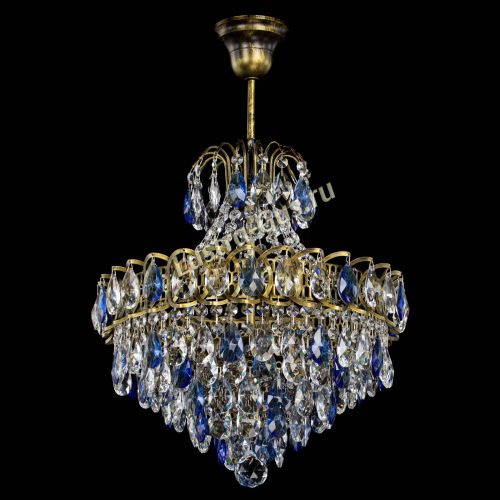 Люстра Грация с подвесом под бронзу Синяя в Новокузнецке Гусь Хрустальный
