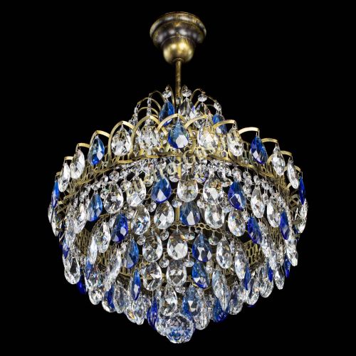 Люстра Грация с подвесом под бронзу Синяя в Новокузнецке Гусь Хрустальный