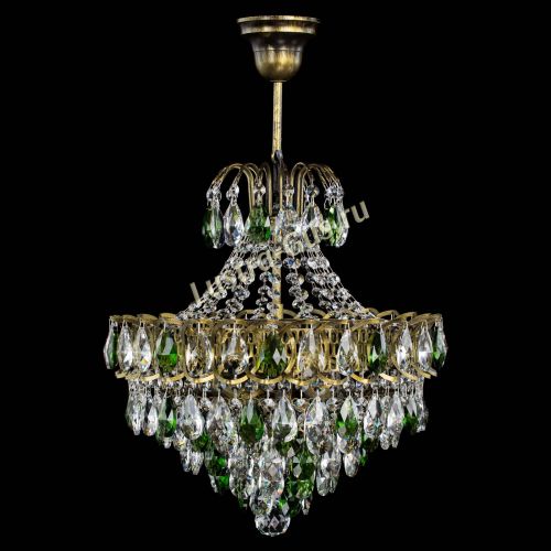 Люстра Грация с подвесом под бронзу Зеленая в Новокузнецке Гусь Хрустальный