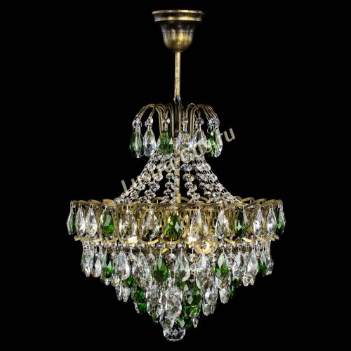 Люстра Грация с подвесом под бронзу Зеленая в Новокузнецке Гусь Хрустальный