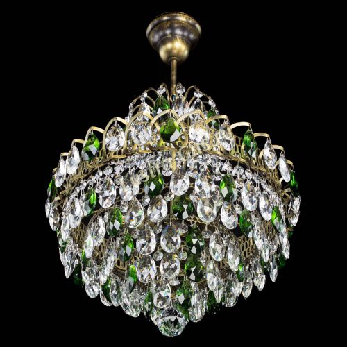 Люстра Грация с подвесом под бронзу Зеленая в Новокузнецке Гусь Хрустальный