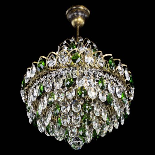 Люстра Грация с подвесом под бронзу Зеленая в Новокузнецке Гусь Хрустальный