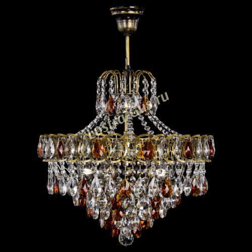 Люстра Грация №5 с подвесом под бронзу Чайная в Новокузнецке Гусь Хрустальный