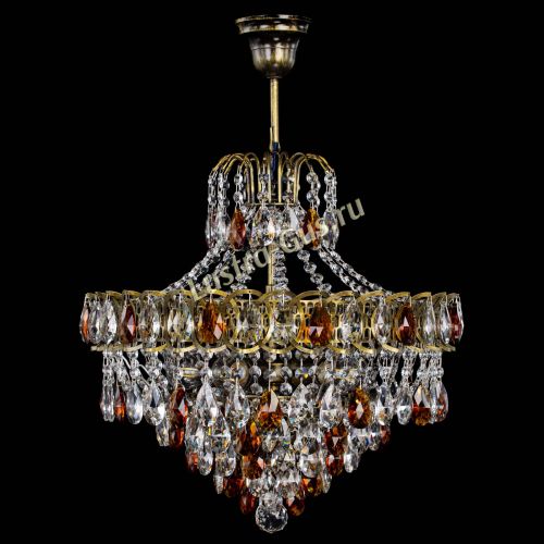 Люстра Грация №5 с подвесом под бронзу Чайная в Новокузнецке Гусь Хрустальный