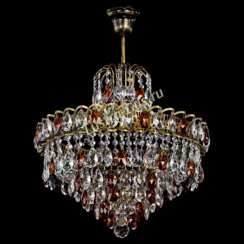 Люстра Грация №5 с подвесом под бронзу Чайная в Новокузнецке Гусь Хрустальный