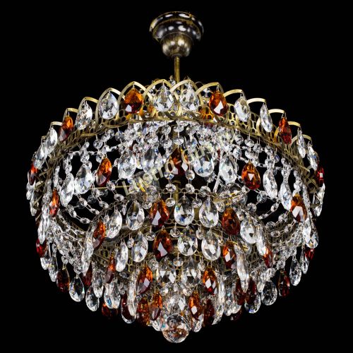 Люстра Грация №5 с подвесом под бронзу Чайная в Новокузнецке Гусь Хрустальный