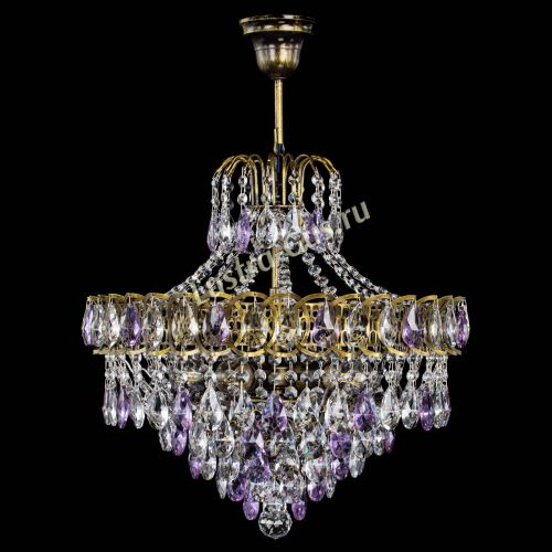 Люстра Грация №5 с подвесом под бронзу Фиолетовая в Новокузнецке Гусь Хрустальный
