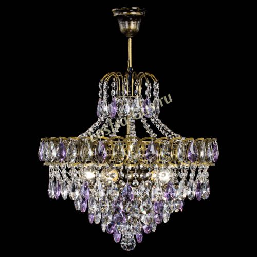 Люстра Грация №5 с подвесом под бронзу Фиолетовая в Новокузнецке Гусь Хрустальный