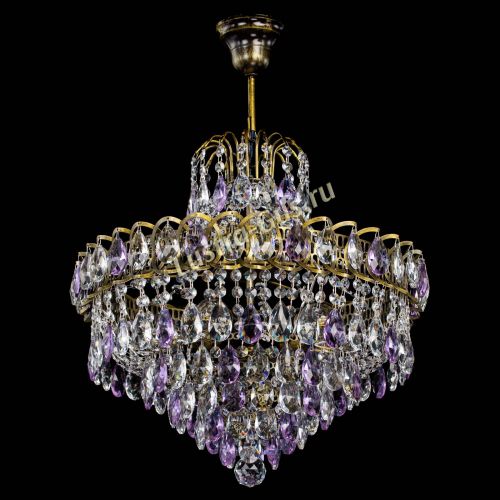 Люстра Грация №5 с подвесом под бронзу Фиолетовая в Новокузнецке Гусь Хрустальный