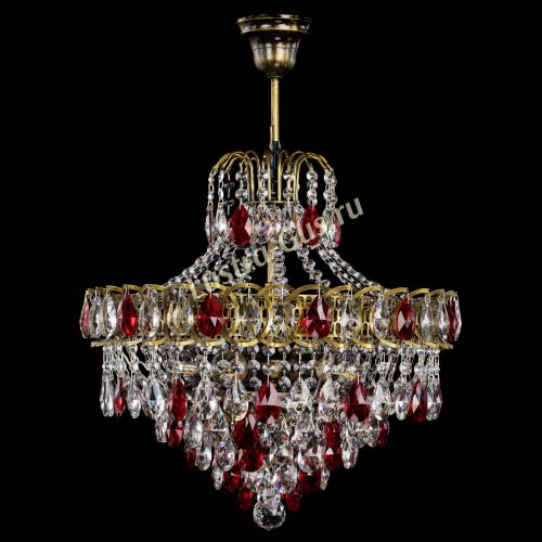 Люстра Грация №5 с подвесом под бронзу Красная в Новокузнецке Гусь Хрустальный