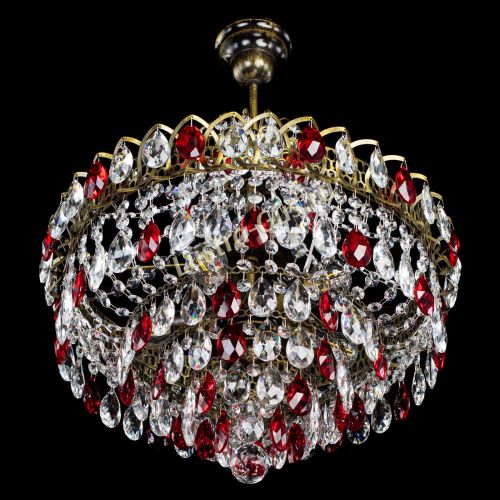 Люстра Грация №5 с подвесом под бронзу Красная в Новокузнецке Гусь Хрустальный