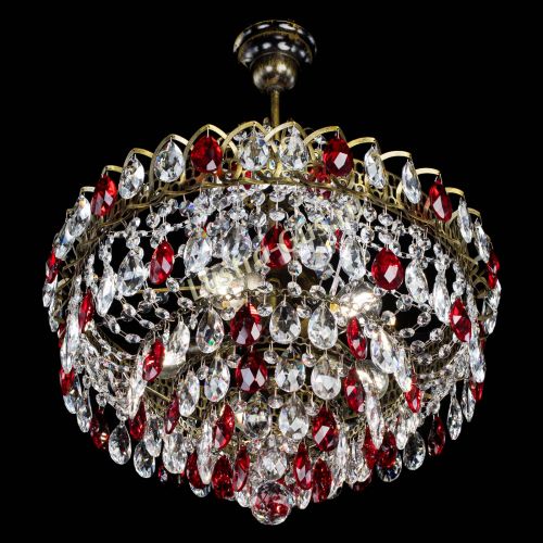 Люстра Грация №5 с подвесом под бронзу Красная в Новокузнецке Гусь Хрустальный
