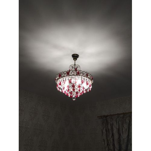 Люстра Грация №5 с подвесом под бронзу Красная в Новокузнецке Гусь Хрустальный