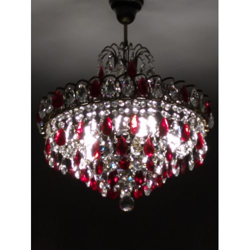 Люстра Грация №5 с подвесом под бронзу Красная в Новокузнецке Гусь Хрустальный