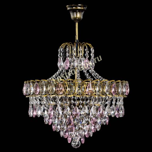 Люстра Грация №5 с подвесом под бронзу Розовая в Новокузнецке Гусь Хрустальный