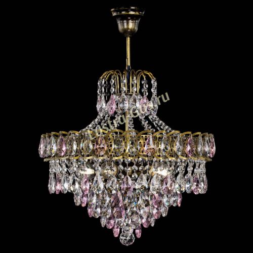 Люстра Грация №5 с подвесом под бронзу Розовая в Новокузнецке Гусь Хрустальный