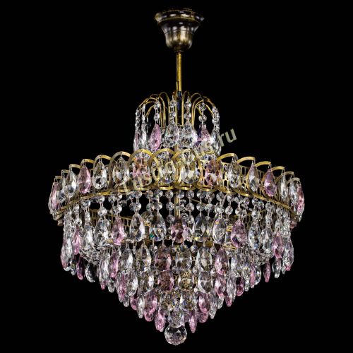 Люстра Грация №5 с подвесом под бронзу Розовая в Новокузнецке Гусь Хрустальный