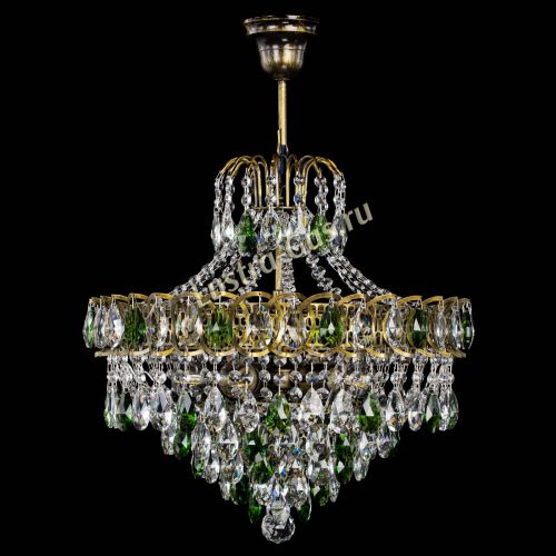 Люстра Грация №5 с подвесом под бронзу Зеленая в Новокузнецке Гусь Хрустальный