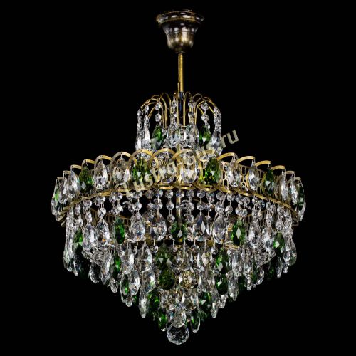 Люстра Грация №5 с подвесом под бронзу Зеленая в Новокузнецке Гусь Хрустальный