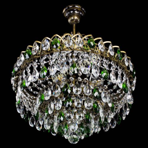 Люстра Грация №5 с подвесом под бронзу Зеленая в Новокузнецке Гусь Хрустальный