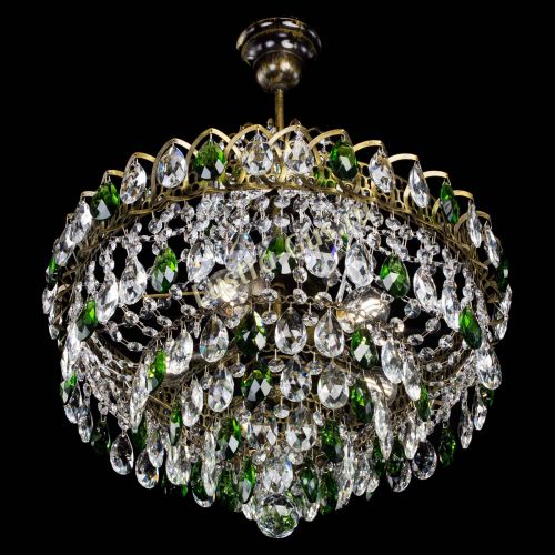 Люстра Грация №5 с подвесом под бронзу Зеленая в Новокузнецке Гусь Хрустальный